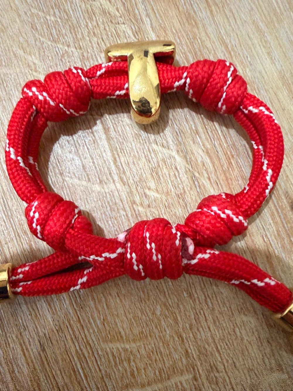 Red Paracord Bracelet with Knotty "T" initial